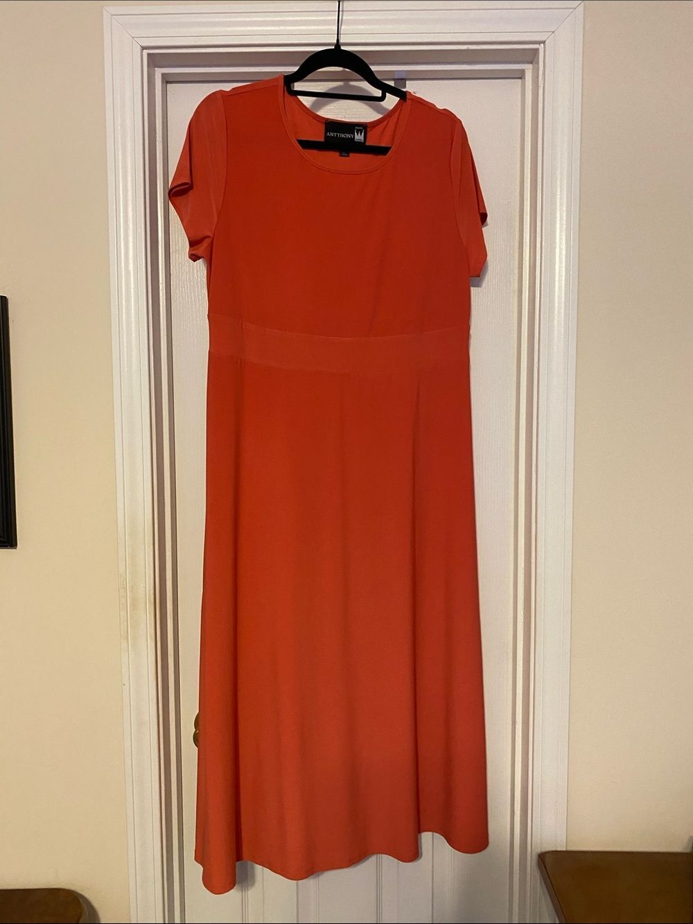 Antthony Orange Maxi Dress with Short Sleeves size Large